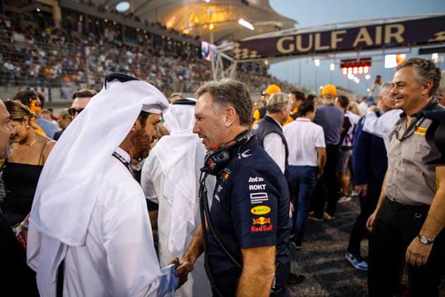 Mohammed Ben Sulayem (UAE, FIA President), Christian Horner (GBR, Oracle Red Bull Racing), F1 Grand Prix of Bahrain at Bahrain International Circuit on March 5, 2023 in Sakhir, Bahrain. (Photo by HOCH ZWEI) Sakhir Bahrain