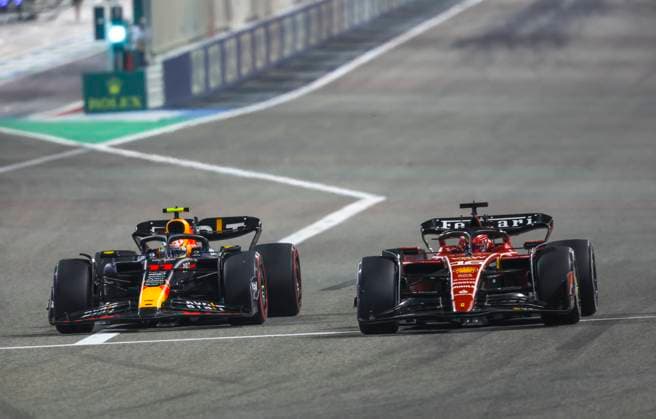 11 Sergio Perez (MEX, Oracle Red Bull Racing), 16 Charles Leclerc (MCO, Scuderia Ferrari), F1 Grand Prix of Bahrain at Bahrain International Circuit on March 5, 2023 in Sakhir, Bahrain. (Photo by HOCH ZWEI) Sakhir Bahrain