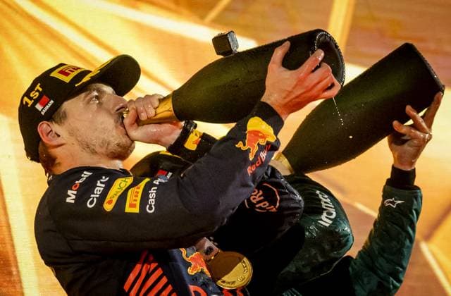 BAHRAIN - Max Verstappen (Red Bull Racing) on the podium after the Grand Prix of Bahrain. It is the first race of the 2023 Formula 1 season. ANP SEM VAN DER WAL F1 Grand Prix of Bahrain 2023 xVIxANPxSportx xxANPxIVx 464251330 originalFilename: 464251330.jpg