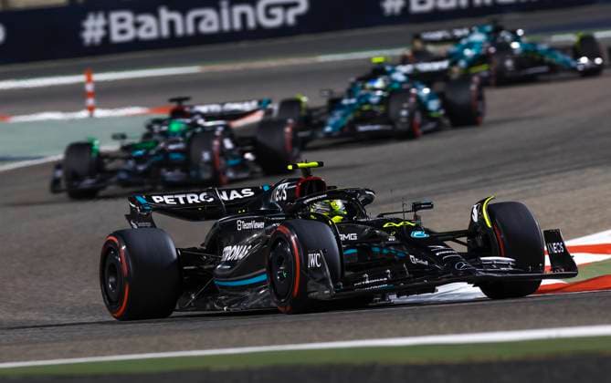 44 Lewis Hamilton (GBR, Mercedes-AMG Petronas F1 Team), F1 Grand Prix of Bahrain at Bahrain International Circuit on March 5, 2023 in Sakhir, Bahrain. (Photo by HOCH ZWEI) Sakhir Bahrain