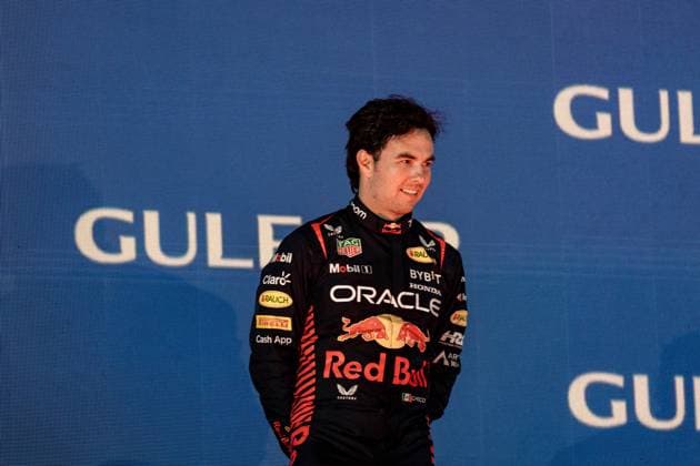 Formel 1 GP Bahrain. Sonntag 05.03.2023 Sergio Perez (MEX) Red Bull Racing on Podium; Formel 1 GP Bahrain. Sonntag 05.03.2023 Copyright: xBEAUTIFULxSPORTS Erlhofx