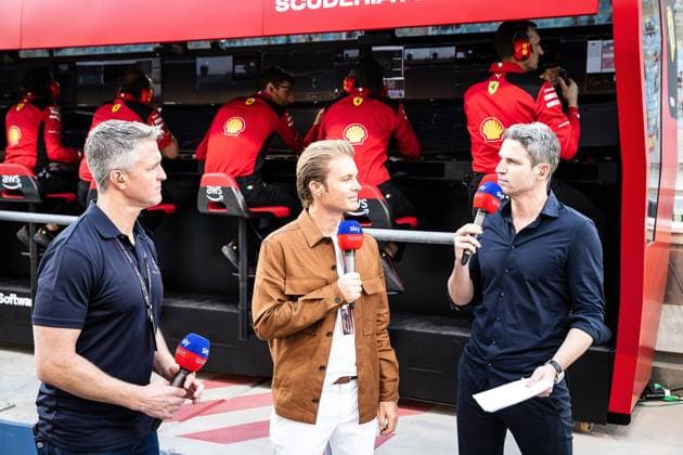 Ralf Schumacher, Nico Rosberg, Peter Hardenacke (von links), Sky Deutschland BHR, Formel 1, Bahrain International, Bahrain 05.03.23 BHR, Formel 1, Bahrain International Circuit, 05.03.23 Sakhir Copyright: xEibner-Pressefoto ThomasxFuesslex EP_TFR