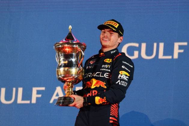 Sport Bilder des Tages March 5, 2023, Sakhir, Bahrain: Max Verstappen of Red Bull Racing celebrates on podium after Bahrain Grand Prix of 2023 Formula One World Championship, WM, Weltmeisterschaft at Bahrain International Circuit on March 5, 2023 in Sakhir, Bahrain. Sakhir Bahrain - ZUMAz156 20230305_zip_z156_050 Copyright: xBeataxZawrzelx