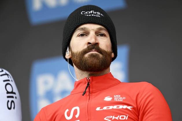 FONTAINEBLEAU, FRANCE - MARCH 06 : Geschke Simon (GER) of Cofidis during stage 2 of the 81th edition of the Paris - Nice cycling race, a stage of 164km with start in Bazainville and finish in Fontainebleau on March 06, 2023 in Fontainebleau, France, 6 03 2023 ( Motordriver Kenny Verfaillie - Paris - Nice 2023 - stage 2 PhotoNews Panoramic 