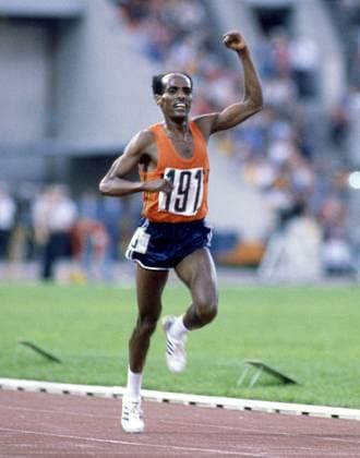 Moscow, USSR. Athlete from Ethiopia wins the men s 5000 metres running event during the 1980 Summer Olympics at the Grand Sports Arena of the Central Lenin Stadium. Robert Maximov TASS  57587586