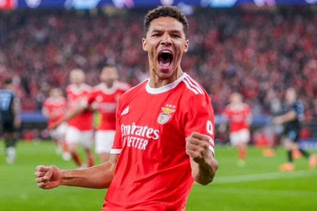 Estadio do Lisboa e Benfica LISBON, PORTUGAL - MARCH 07: Alexander Bah of Benfica celebrates after Rafa Silva scores for Benfica (1-0) during the UEFA Champions League round of 16 leg two match between SL Benfica and Club Brugge KV at Estadio do Sport Lisboa e Benfica on March 7, 2023 in Lisbon, Portugal. (Photo by Valter Gouveia SPP) (Sports Press Photo SPP)  Copyright: xSportsxPressxPhotox xSPPx spp-en-SpPrPh-RC3_Benfica_Brugge_07Mar2023_VG-4