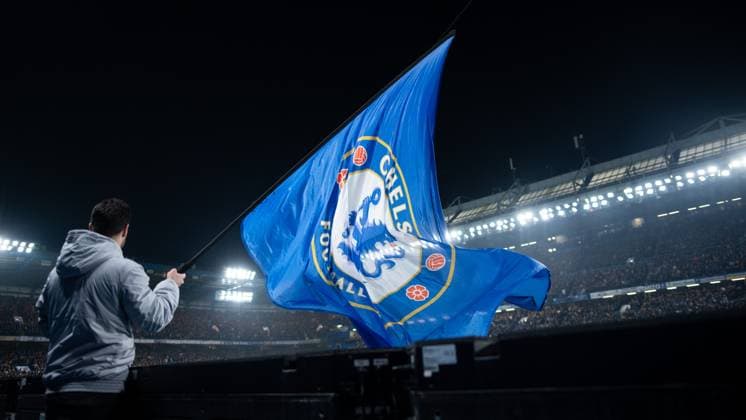 Fahne des FC Chelsea vor dem Spiel, UK, FC Chelsea London vs. Borussia Dortmund, Fussball UEFA Champions League, Achtelfinale Rueckspiel, Spielzeit 2022 2023, 07.03.2023 UK, FC Chelsea London vs. Borussia Dortmund, UEFA Champions League, Achtelfinale Rueckspiel, Spielzeit 2022 2023, 07.03.2023 London Copyright: xEibner-Pressefoto Memmlerx EP_MMR