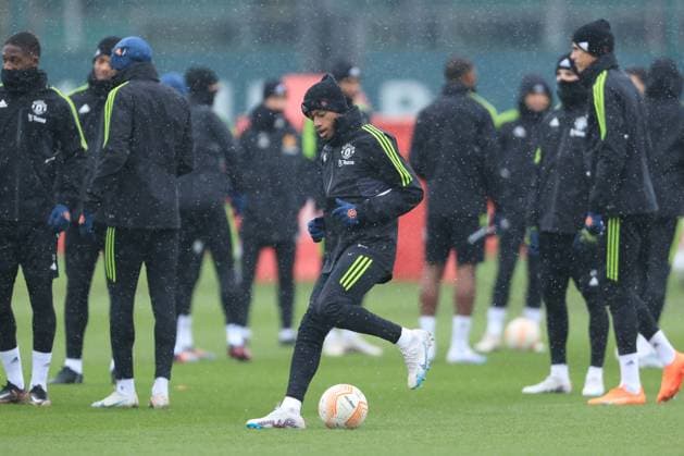 Football - UEFA Europa League - Round of 16 (1st Leg) - Manchester United, ManU Training Session 8th March 2023 - UEFA Europa League - Round of 16 (1st Leg) - Manchester United Training Session - Fred of Manchester United - Photo: Simon Stacpoole Offside. Manchester UK Copyright: xSimonxStacpoolexOffside