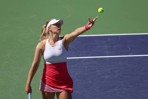 INDIAN WELLS, CA - MARCH 09: Dalma Galfi (HUN) during the BNP Paribas Open on March 9, 2023 at the Indian Wells Tennis Garden in Indian Wells, CA. (Photo by George Walker Icon Sportswire) TENNIS: MAR 09 BNP Paribas Open Icon23030924