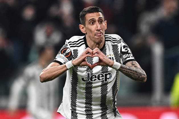 Sport Themen der Woche KW10 Sport Bilder des Tages Mg Torino 09 03 2023 - Europa League Juventus-Friburgo foto Matteo Gribaudi Image nella foto: esultanza gol Angel Di Maria 