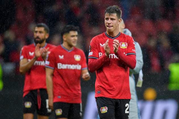 Fußball: Europa League, Saison 2022 2023, Achtelfinale, Bayer 04 Leverkusen - Ferencvaros Budapest am 09.03.2023 in Leverkusen (Nordrhein-Westfalen). Schlussjubel, Leverkusen s Adam Hlozek Copyright: xKirchnerx xChristopherxNeundorfx
