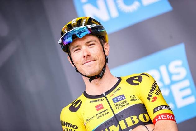 Australian Rohan Dennis of Jumbo-Visma pictured at the start of stage 6 of the 81st edition of the Paris-Nice eight days cycling race, 197,4km from Tourves to La Colle-sur-Loup, France, Friday 10 March 2023. The stage is shortened because of strong winds in the region. DAVIDxPINTENS  x62378077x