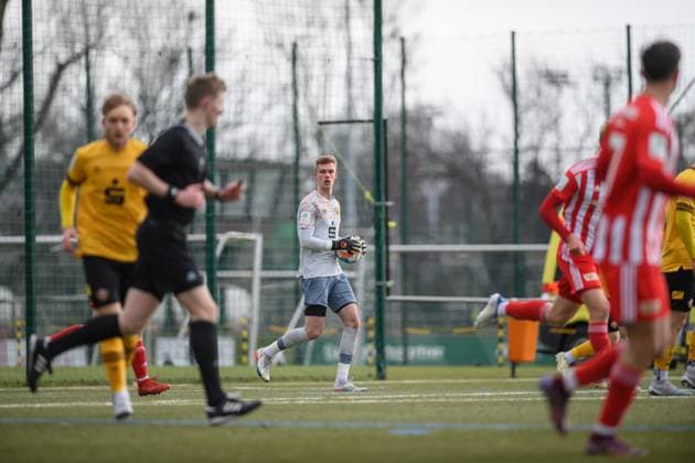 Dresdens Torwart Erik Herrmann (U19); SG Dynamo Dresden U19 - 1. FC Union Berlin; Fußball; Saison 2022 2023; Sportpark Ostra; Dresden; 11. März (Maerz) 2023;