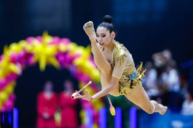 Sport Themen der Woche KW10 Grand Prix Marbella; 12.03.2023 Elzhana Taniyeva (KAZ) at apparatus finals; Grand Prix Marbella at 12.03.2023 in the Palacio de los Deportes Elena Benitez in Marbella. Photo: Ulrich Fassbender *** Grand Prix Marbella 12 03 2023 Elzhana Taniyeva KAZ at apparatus finals Grand Prix Marbella at 12 03 2023 in the Palacio de los Deportes Elena Benitez in Marbella Photo Ulrich Fassbender Copyright: xBEAUTIFULxSPORTS U.xFassbenderx