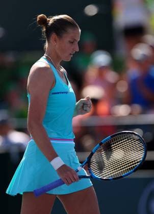 Mandatory Credit: Photo by Ella Ling Shutterstock (13795074aa) Karolina Pliskova of Czech Republic celebrates BNP Paribas Open, Tennis, Day 5, Indian Wells Tennis Garden, California, USA- 12 Mar 2023 BNP Paribas Open, Tennis, Day 5, Indian Wells Tennis Garden, California, USA- 12 Mar 2023 Copyright: xEllaxLing Shutterstockx 13795074aa