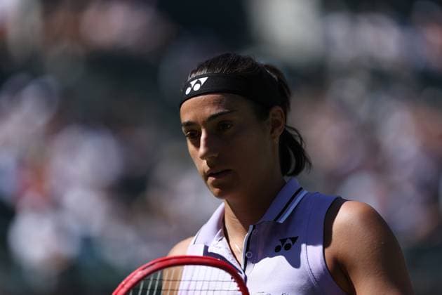 Caroline Garcia in action against Leilah Fernandez at the BNP Paribas Open at Indian Wells TENNIS : Indian Wells 2023 AntoineCouvercelle Panoramic 