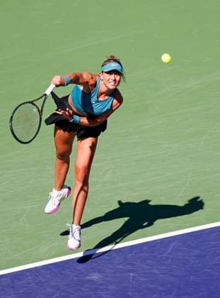 March 13, 2023 Paula Badosa of Spain serves against Elena Rybakina of Kazakhstan during the 2023 BNP Paribas Open at Indian Wells Tennis Garden in Indian Wells, California. Mandatory Photo Credit: CSM Indian Wells United States of America - ZUMAc04_ 20230313_zaf_c04_060 Copyright: xCharlesxBausx