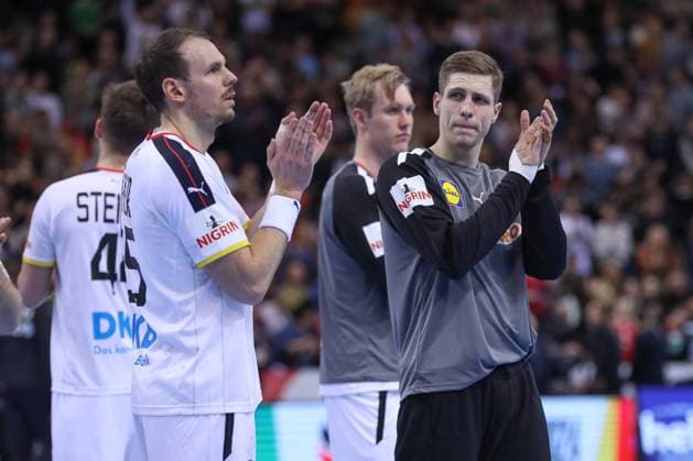 12.03.2023, xgox, Handball - EHF Euro Cup, Deutschland - Danemark emspor, v.l. Kai Haefner (Deutschland, 25), Joel Birlehm (Deutschland, 41) Hamburg
