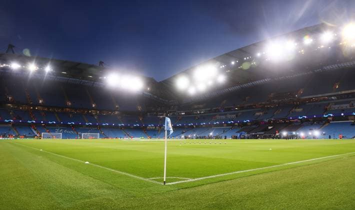 Manchester City - RB Leipzig 14.03.2023 Manchester, 14.03.2023, Etihad Stadium, Fussball, UEFA Champions League, Achtelfinale, Rückspiel , Manchester City vs. RB Leipzig , Im Bild: Stadionübersicht des City Stadions , Nur zur redaktionellen Nutzung. Only editorial use. , UEFA regulations prohibit any use of photographs as image sequences and or quasi-video. ,