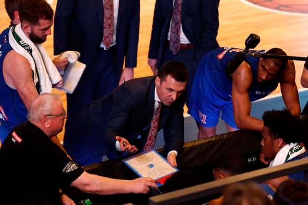 14.03.2023, easyCredit Basketball Bundesliga, BBL, Saison 2022 2023, Herren, Syntainics MBC - Alba Berlin, Igor Jovovic (Head-Coach), Syntainics MBC Weißenfels Stadthalle Sachsen-Anhalt Germany