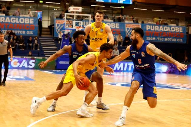 14.03.2023, easyCredit Basketball Bundesliga, BBL, Saison 2022 2023, Herren, Syntainics MBC - Alba Berlin, 0, Maodo Lo, Alba Berlin, 8. Martin Breunig, Syntainics MBC Weißenfels Stadthalle Sachsen-Anhalt Germany