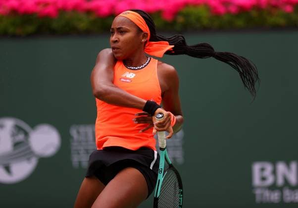 Mandatory Credit: Photo by Ella Ling Shutterstock (13822021s) Coco Gauff of USA in action BNP Paribas Open, Tennis, Day 7, Indian Wells Tennis Garden, California, USA- 14 Mar 2023 BNP Paribas Open, Tennis, Day 7, Indian Wells Tennis Garden, California, USA- 14 Mar 2023 Copyright: xEllaxLing Shutterstockx 13822021s