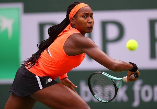 Mandatory Credit: Photo by Ella Ling Shutterstock (13822021af) Coco Gauff of USA in action BNP Paribas Open, Tennis, Day 7, Indian Wells Tennis Garden, California, USA- 14 Mar 2023 BNP Paribas Open, Tennis, Day 7, Indian Wells Tennis Garden, California, USA- 14 Mar 2023 Copyright: xEllaxLing Shutterstockx 13822021af