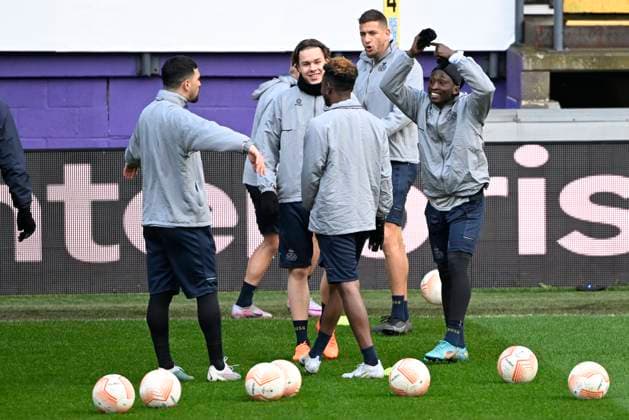 ANDERLECHT, BELGIUM - MARCH 15 : Amani Lazare midfielder of Union St-Gilloise pictured during a training session ahead of the UEFA Europa League round of 16, 2nd leg between Royal Union Saint-Gilloise and FC Union Berlin on March 15, 2023 in Anderlecht, Belgium, 15 03 2023 ( Royal Union Saint-Gilloise v Union Berlin - UEFA Europa League Media Activities 15 03 2023 PhotoNews Panoramic 