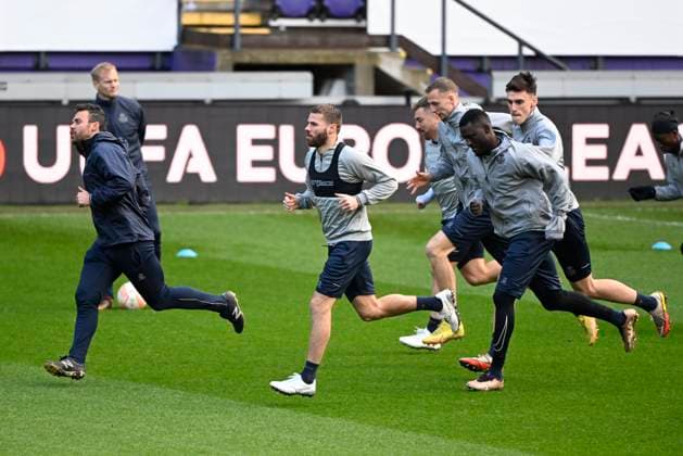ANDERLECHT, BELGIUM - MARCH 15 : Nieuwkoop Bart defender of Union St-Gilloise pictured during a training session ahead of the UEFA Europa League round of 16, 2nd leg between Royal Union Saint-Gilloise and FC Union Berlin on March 15, 2023 in Anderlecht, Belgium, 15 03 2023 ( Royal Union Saint-Gilloise v Union Berlin - UEFA Europa League Media Activities 15 03 2023 PhotoNews Panoramic 