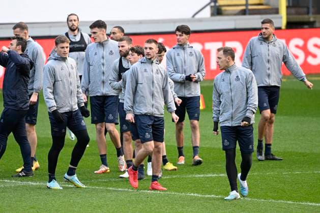 ANDERLECHT, BELGIUM - MARCH 15 : Van Der Heyden Siebe defender of Union St-Gilloise pictured during a training session ahead of the UEFA Europa League round of 16, 2nd leg between Royal Union Saint-Gilloise and FC Union Berlin on March 15, 2023 in Anderlecht, Belgium, 15 03 2023 ( Royal Union Saint-Gilloise v Union Berlin - UEFA Europa League Media Activities 15 03 2023 PhotoNews Panoramic 