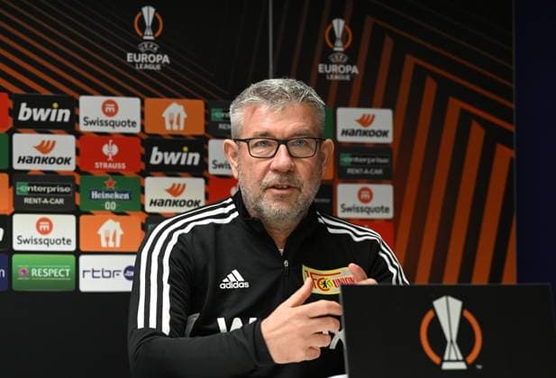Fussball, Herren, Saison 2022 2023, Europa League, Pressekonferenz des 1. FC Union Berlin am Tag vor dem Achtelfinal-Rückspiel bei Royale Union Saint-Gilloise im Lotto Park Brüssel, Trainer Urs Fischer (1. FC Union Berlin), 15.03. 2023, Copyright: xMatthiasxKochx