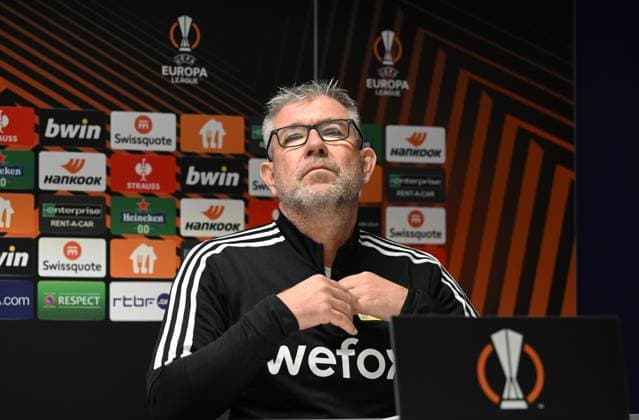 Fussball, Herren, Saison 2022 2023, Europa League, Pressekonferenz des 1. FC Union Berlin am Tag vor dem Achtelfinal-Rückspiel bei Royale Union Saint-Gilloise im Lotto Park Brüssel, Trainer Urs Fischer (1. FC Union Berlin), 15.03. 2023, Copyright: xMatthiasxKochx