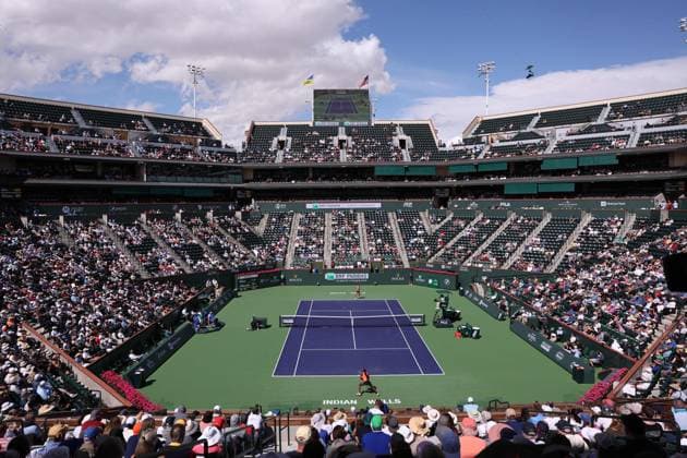 Stadium 1 at the BNP Paribas Open at Indian Wells TENNIS : Indian Wells 2023 - 15 03 2023 AntoineCouvercelle Panoramic 