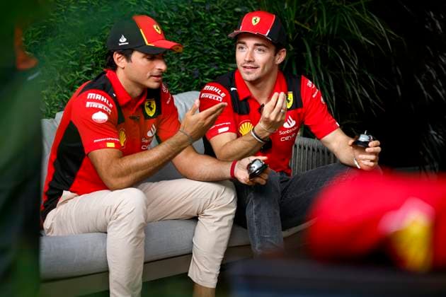 55 Carlos Sainz (ESP, Scuderia Ferrari), 16 Charles Leclerc (MCO, Scuderia Ferrari), F1 Grand Prix of Saudi Arabia at Jeddah Corniche Circuit on March 16, 2023 in Jeddah, Saudi Arabia. (Photo by HOCH ZWEI) Jeddah Saudi Arabia