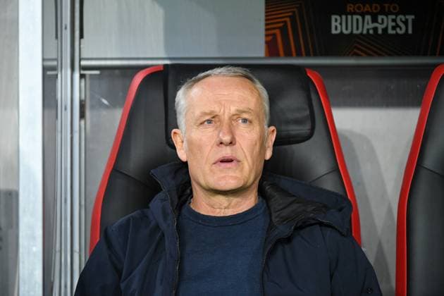 Fussball Europa League Achtelfinale Rueckspiel - 22 23 - SC Freiburg vs. Juventus Turin - 16-03-2023 Christian Streich (SC Freiburg Trainer). Fussball Europa League Achtelfinale Rueckspiel: SC Freiburg vs. Juventus Turin am Donnerstag, den 16. Maerz 2023 im Europa-Park Stadion in Freiburg im Breisgau Copyright: xBEAUTIFULxSPORTS GerdxGruendlx