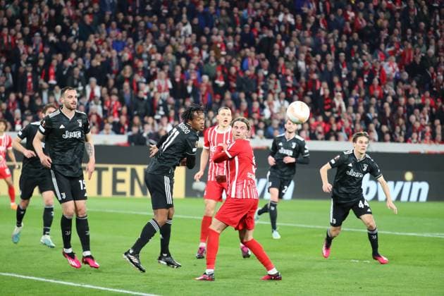 16.03.2023, xtvx, Fussball UEFA Europa League 1 8 Finale, SC Freiburg - Juventus Turin emspor, v.l. (DFL DFB REGULATIONS PROHIBIT ANY USE OF PHOTOGRAPHS as IMAGE SEQUENCES and or QUASI-VIDEO) Freiburg