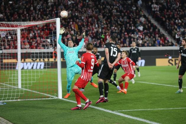 16.03.2023, xtvx, Fussball UEFA Europa League 1 8 Finale, SC Freiburg - Juventus Turin emspor, v.l. (DFL DFB REGULATIONS PROHIBIT ANY USE OF PHOTOGRAPHS as IMAGE SEQUENCES and or QUASI-VIDEO) Freiburg