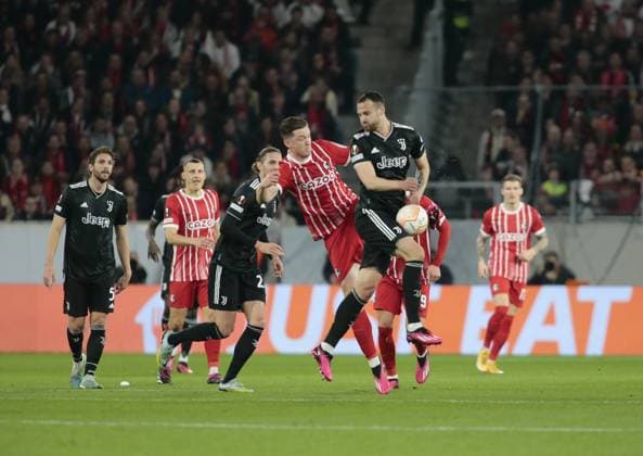 March 16, 2023, Freiburg, Germany: Federico Gatti of Juventus during the second leg of the Uefa Europa League football match between Sc Freiburg and Juventus Fc on 16 March 2023 at Europa Park Stadion, Frieburg, Germany. Photo . football Europa League match - SC Freiburg vs Juventus FC, Freiburg, Germany  - ZUMAl164 20230316_zsa_l164_085 Copyright: xNderimxKacelix