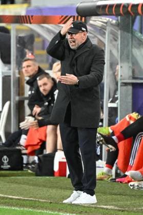 Fussball, Herren, Saison 2022 2023, Europa League (Achtelfinale, Rückspiel), Royale Union Saint-Gilloise - 1. FC Union Berlin im Lotto Park Brüssel, Trainer Urs Fischer (1. FC Union Berlin) enttaeuscht , 16.03. 2023, Copyright: xMatthiasxKochx