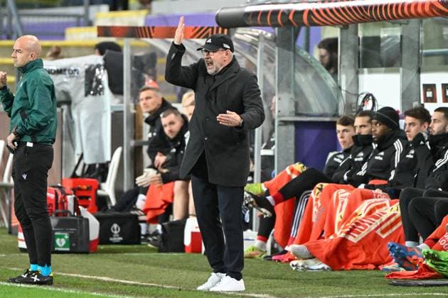Fussball, Herren, Saison 2022 2023, Europa League (Achtelfinale, Rückspiel), Royale Union Saint-Gilloise - 1. FC Union Berlin im Lotto Park Brüssel, Trainer Urs Fischer (1. FC Union Berlin) enttaeuscht , 16.03. 2023, Copyright: xMatthiasxKochx