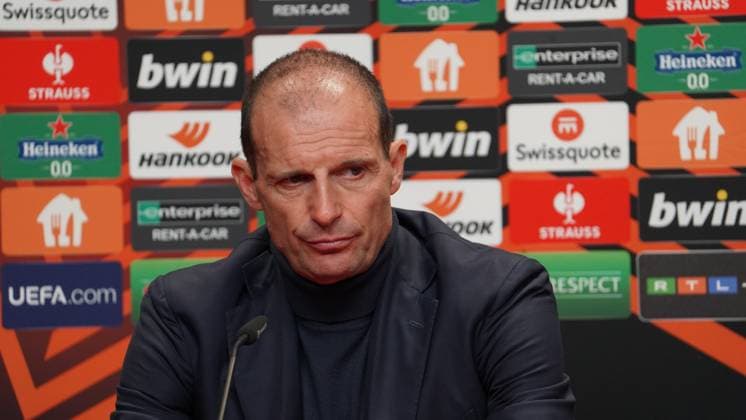 16.03.2023; Freiburg im Breisgau, Baden Württemberg, Deutschland, Europa Trainer Massimiliano Allegri (Juventus Turin) Pressekonferenz nach dem Spiel - Fussball UEFA Europa League 2022 2023: Achtelfinale Rückspiel - SC Freiburg - Juventus Turin, im Europa Park Stadion