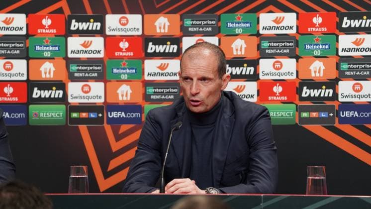 16.03.2023; Freiburg im Breisgau, Baden Württemberg, Deutschland, Europa Trainer Massimiliano Allegri (Juventus Turin) Pressekonferenz nach dem Spiel - Fussball UEFA Europa League 2022 2023: Achtelfinale Rückspiel - SC Freiburg - Juventus Turin, im Europa Park Stadion