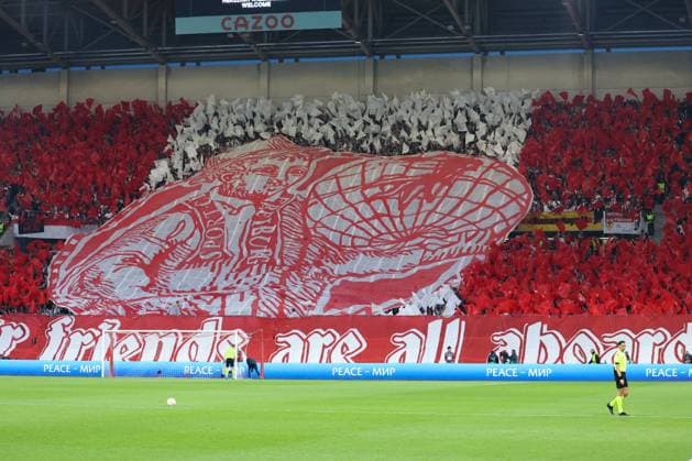 Freiburg, Deutschland 16. März 2023: Europa League - 2022 2023 - 1 8 Finale - SC Freiburg vs. Juventus Turin Im Bild: Fan-Choreografie der Fans vom SC Freiburg vor dem Anpfiff in der Fankurve. Europa-Park Stadion Baden Württemberg Copyright: xFotostandx xHettichx