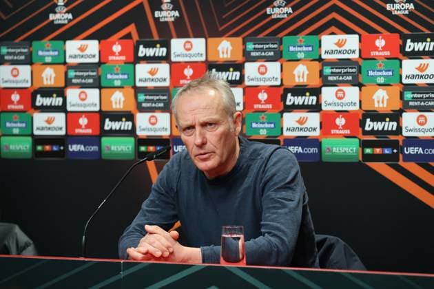 Freiburg, Deutschland 16. März 2023: Europa League - 2022 2023 - 1 8 Finale - SC Freiburg vs. Juventus Turin Im Bild: Trainer Christian Streich (SC Freiburg) bei der Pressekonferenz, PK Europa-Park Stadion Baden Württemberg Copyright: xFotostandx xHettichx