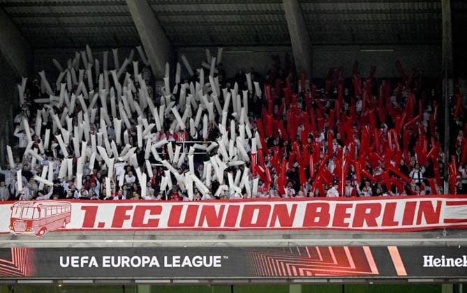 Fussball, Herren, Saison 2022 2023, Europa League (Achtelfinale, Rückspiel), Royale Union Saint-Gilloise - 1. FC Union Berlin (3:0), Fans von Berlin, 16.03. 2023, Copyright: xMatthiasxKochx
