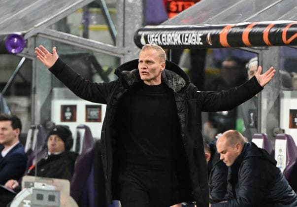 Fussball, Herren, Saison 2022 2023, Europa League (Achtelfinale, Rückspiel), Royale Union Saint-Gilloise - 1. FC Union Berlin (3:0), Trainer Karel Geraerts (Royale Union Saint-Gilloise), 16.03. 2023, Copyright: xMatthiasxKochx