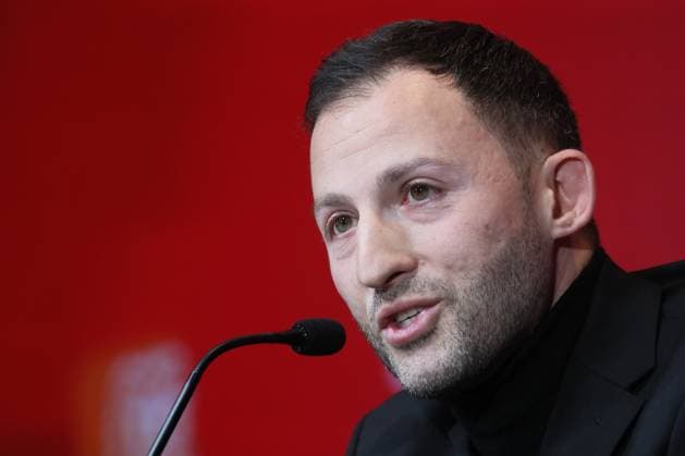 Belgium s head coach Domenico Tedesco pictured during a press conference, PK, Pressekonferenz of Belgian national soccer team Red Devils to announce the selection for the upcoming games against Sweden and Germany, Friday 17 March 2023, at the Royal Belgian Football Association RBFA s headquarters in Tubize. BRUNOxFAHY  x63210459x