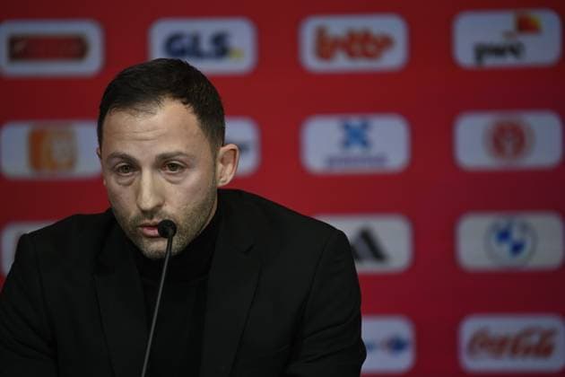Tubize, Belgium - March 17 : New head coach DomenicoTedesco pictured during press conference, PK, Pressekonferenz prior to the UEFA Qualification game against Sweden at the Belgian Football center on March 17, 2023 in Tubize, Belgium, 17 03 2023 ( Press conf of Tedesco Domenico Head coach of Red Devils PhotoNews Panoramic 