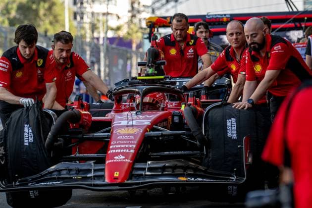 JEDDAH, SAUDI ARABIA: Charles Leclerc, racing for the Ferrari team during the 2023 Formula 1 Saudi Arabian Grand Prix at the Jeddah Corniche Circuit in Jeddah, Saudi Arabia