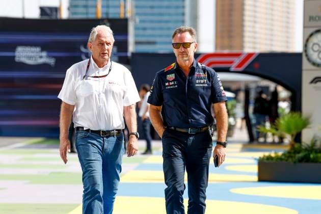 Dr. Helmut Marko (AUT, Oracle Red Bull Racing), Christian Horner (GBR, Oracle Red Bull Racing), F1 Grand Prix of Saudi Arabia at Jeddah Corniche Circuit on March 18, 2023 in Jeddah, Saudi Arabia. (Photo by HOCH ZWEI) Jeddah Saudi Arabia